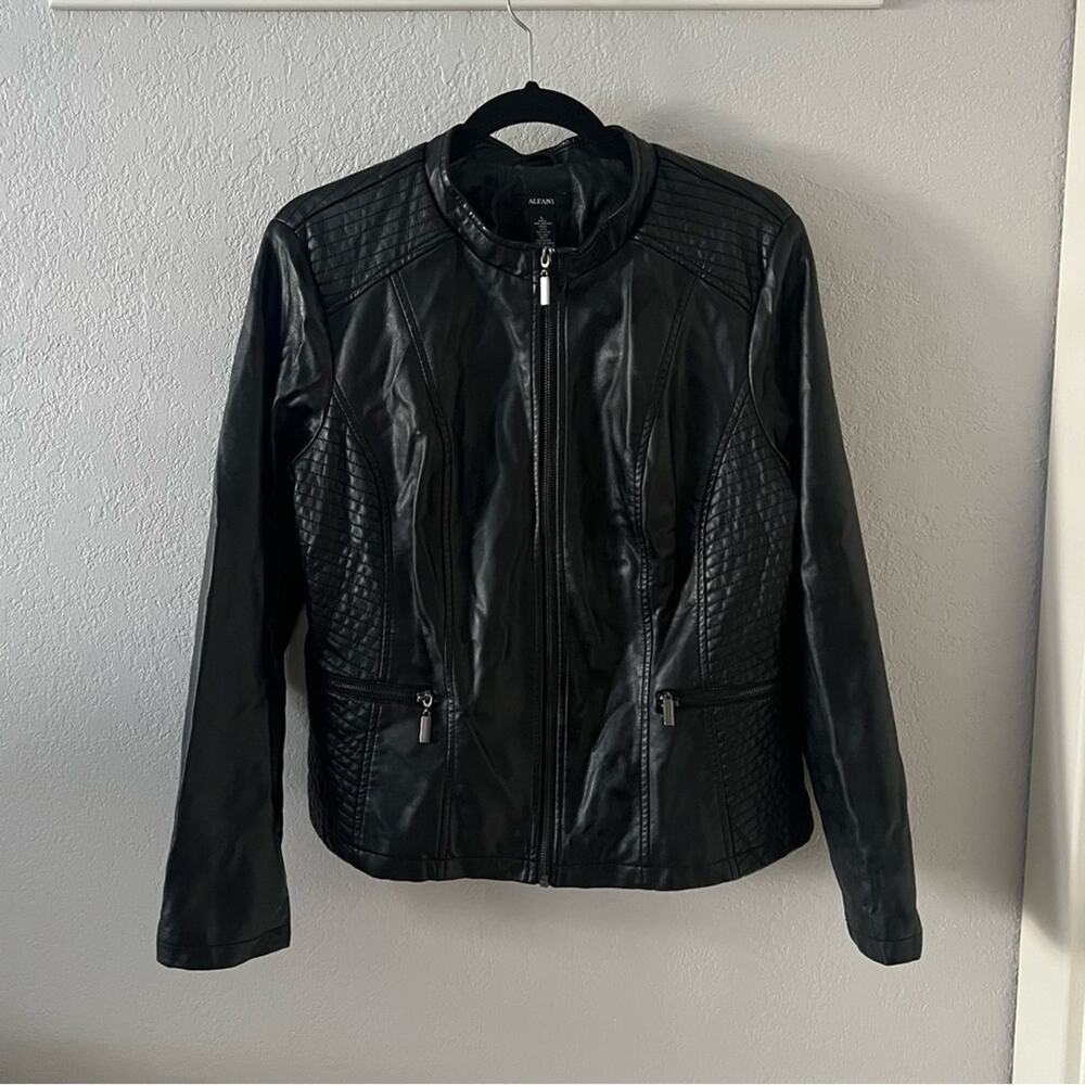 Alfani Black Faux Leather Moto Jacket